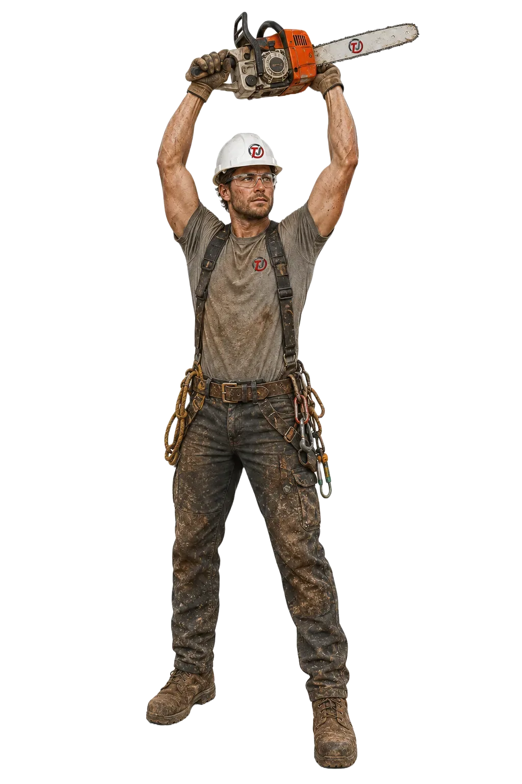 Toughjobs tradesman with chainsaw