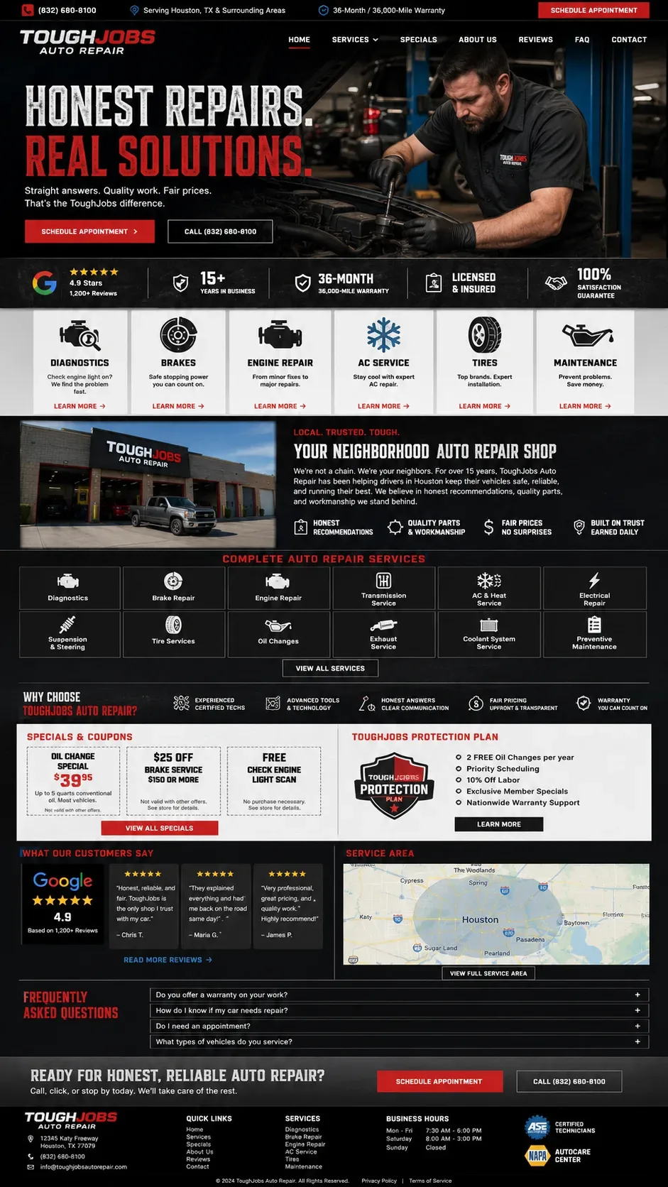 Auto Repair website example