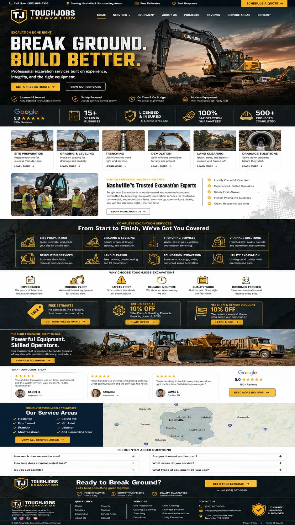 Excavation website example