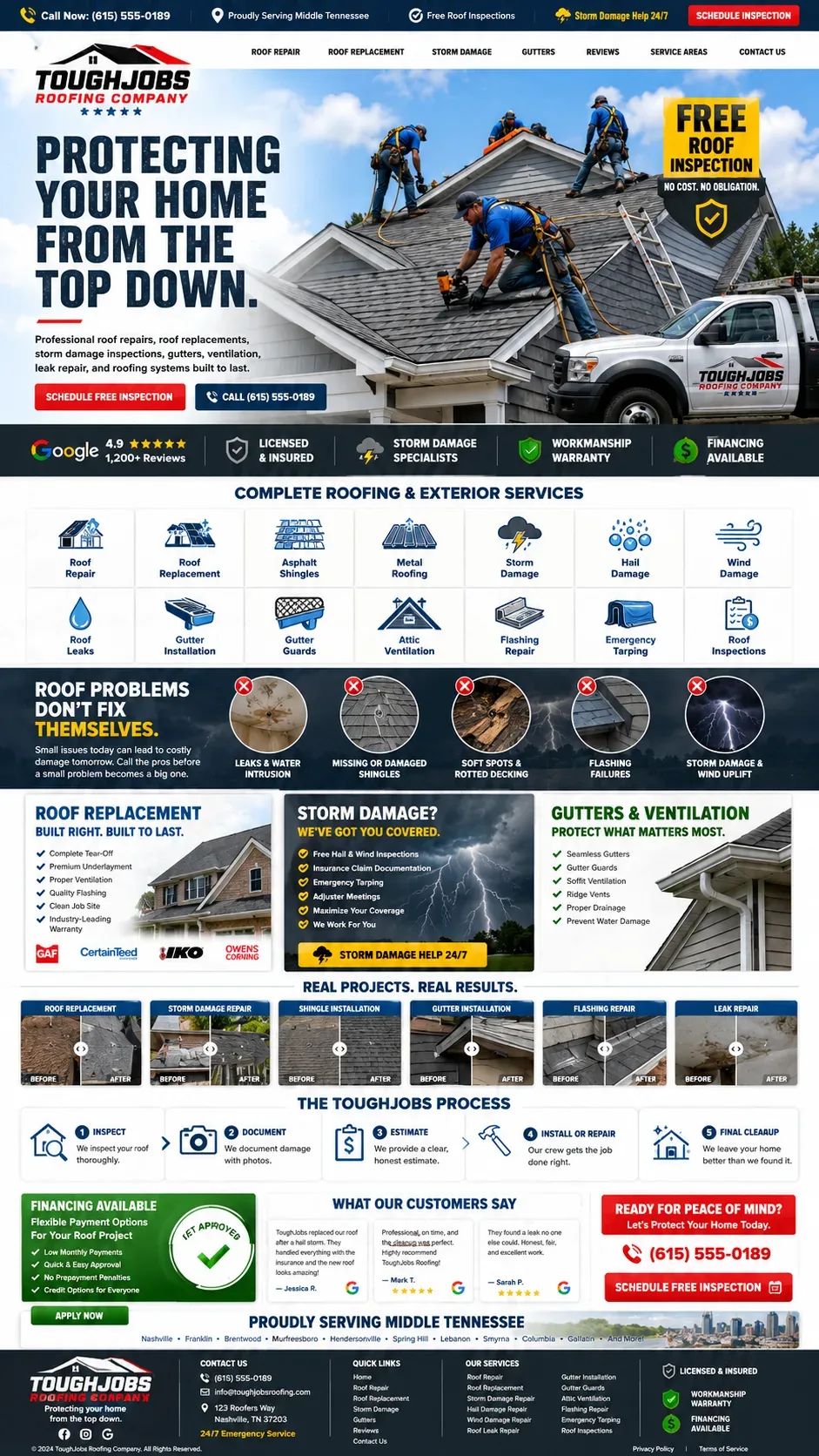 Roofing website example