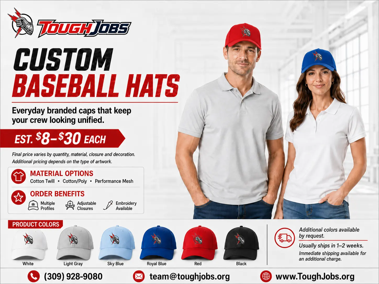 Custom branded baseball hats