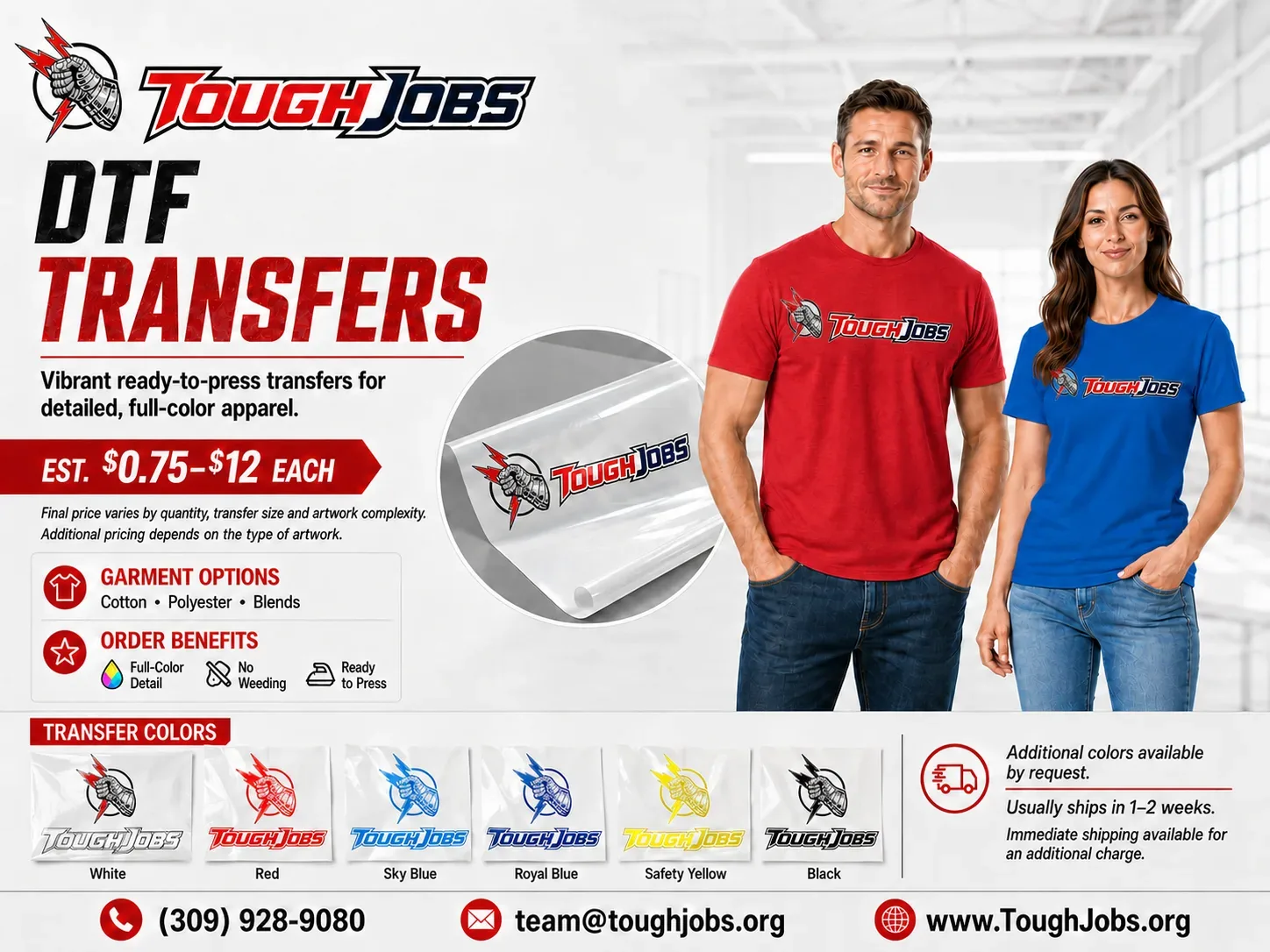 Custom direct-to-film transfers for company clothing