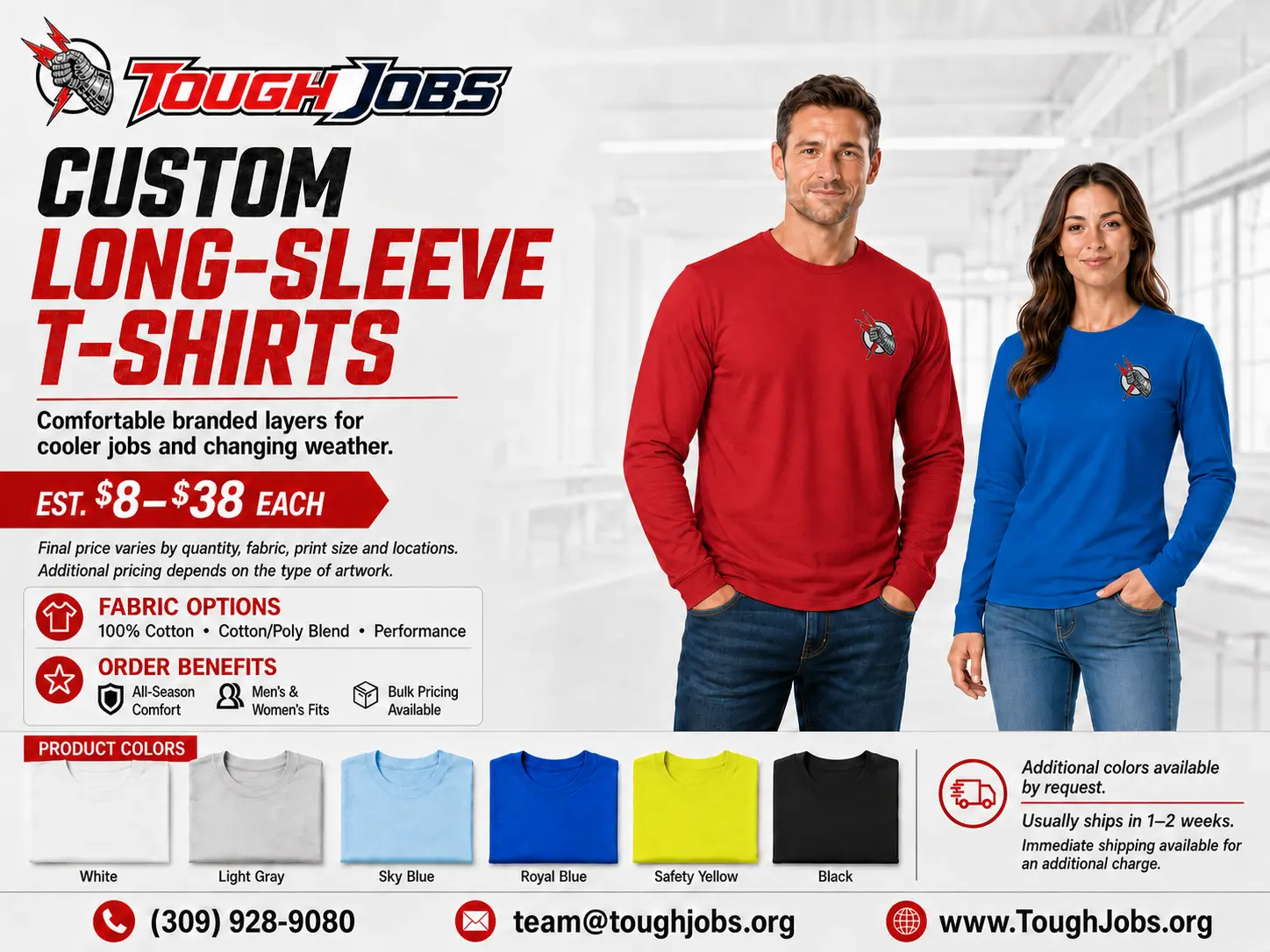 Custom branded long-sleeve T-shirts