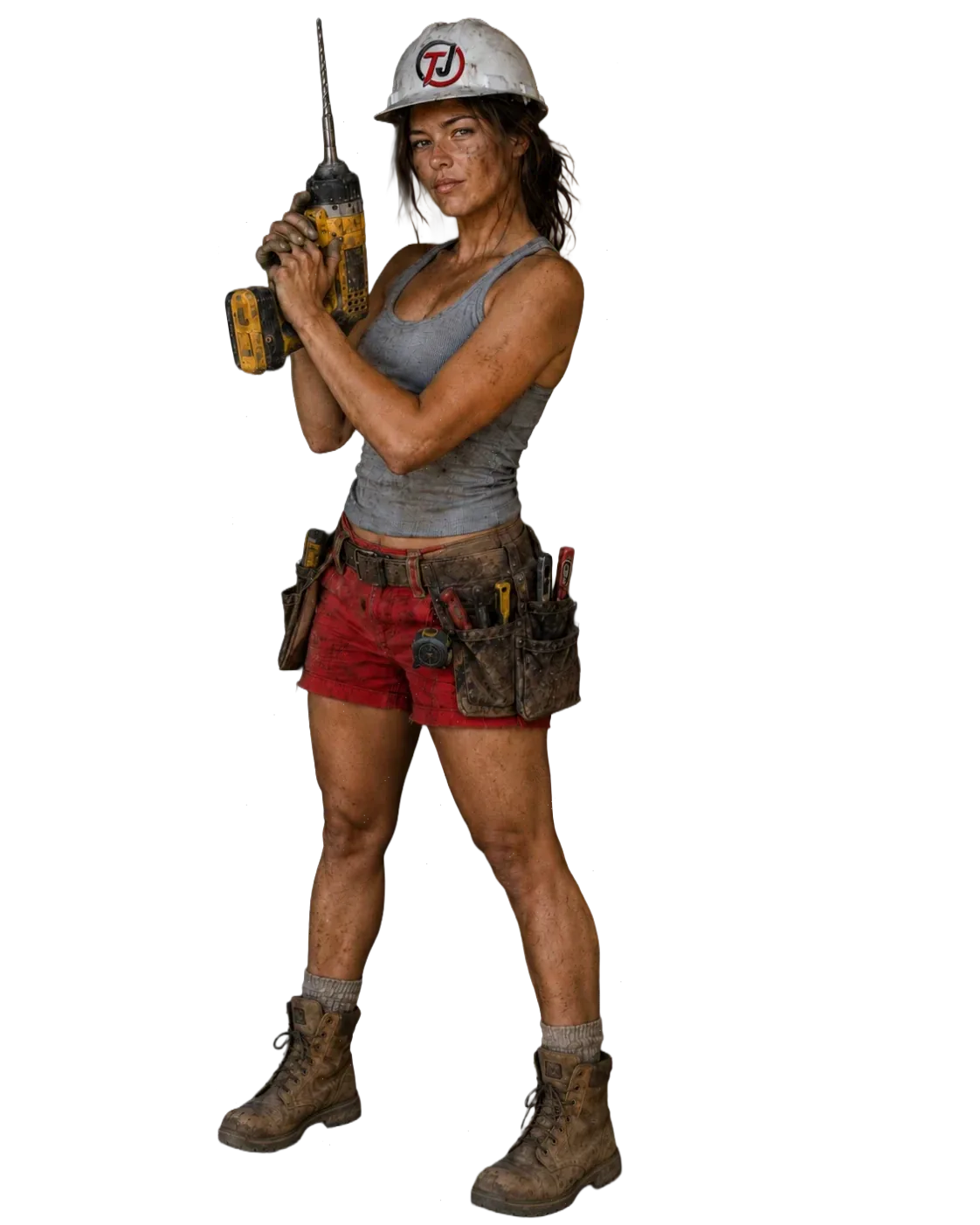 Toughjobs tradeswoman with drill